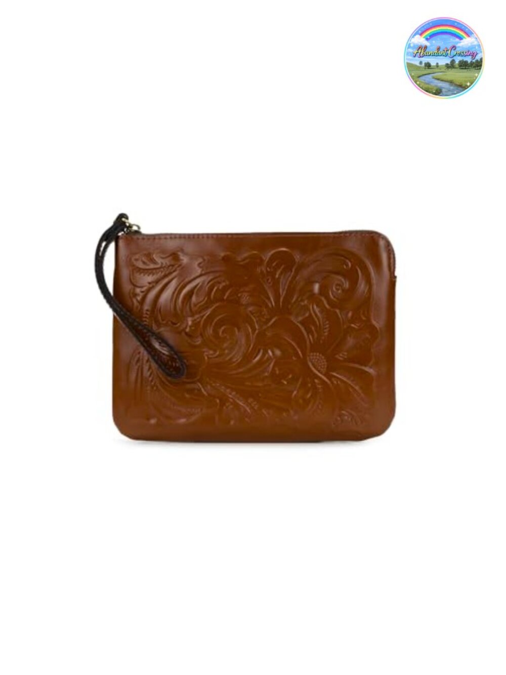 Leather Wristlet Clutch with Antique Brass Hardware